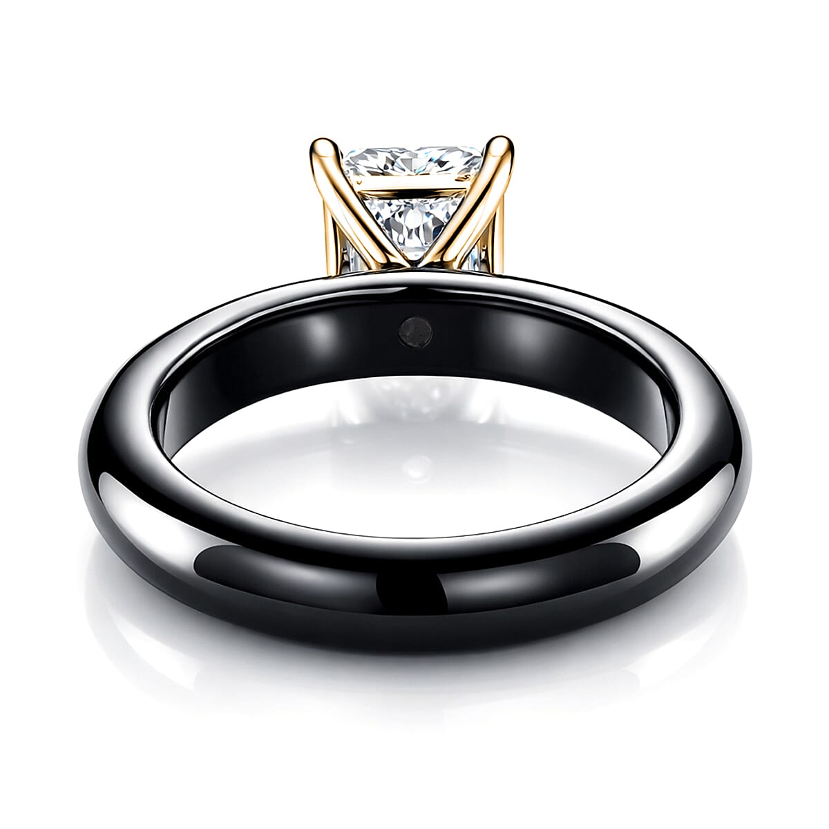 D'Joy - GRA Certified Moissanite & Dyed Black Jade Solitaire Band Ring in Sterling Silver 15.32 Ct.