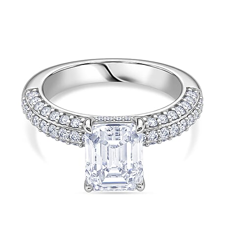 Super Find - D'Joy Moissanite (VS-E-F) Forever Ring in Rhodium Overlay Sterling Silver 3.77 Ct.