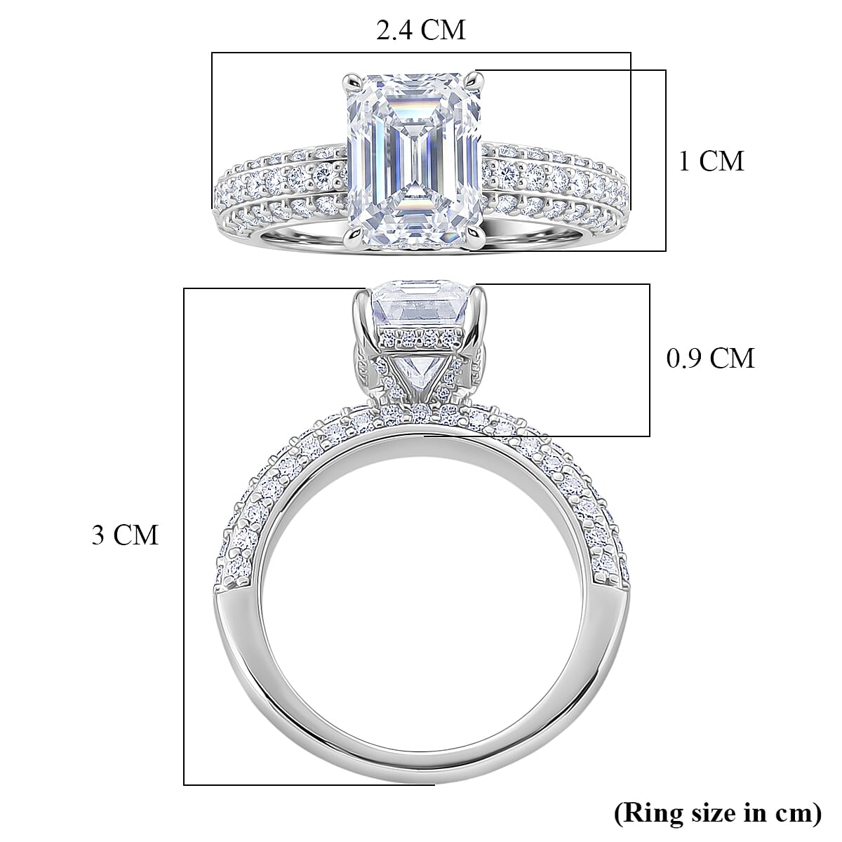Super Find - D'Joy Moissanite (VS-E-F) Forever Ring in Rhodium Overlay Sterling Silver 3.77 Ct.