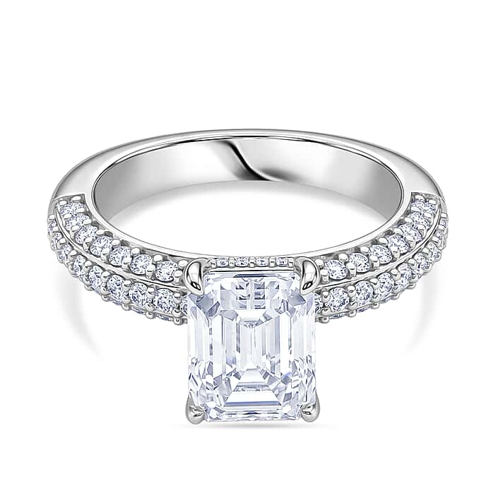 D'Joy Moissanite (VS-E-F) Forever Ring in Rhodium Overlay Sterling Silver 3.77 Ct.