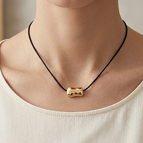 Bean Shape Adjustable Necklace (Size 28-32) in Yellow Gold Tone