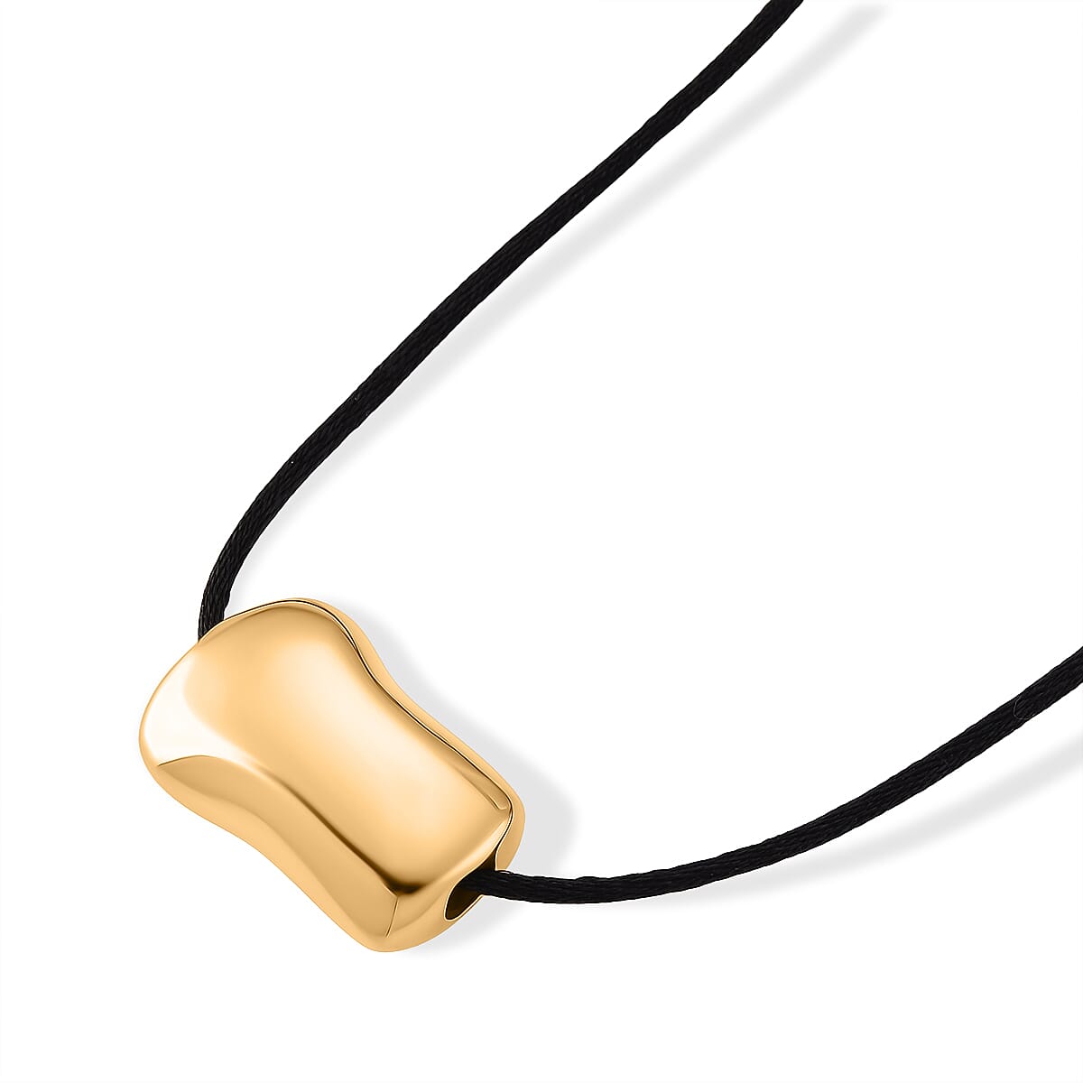 Bean Shape Adjustable Necklace (Size 28-32) in Yellow Gold Tone