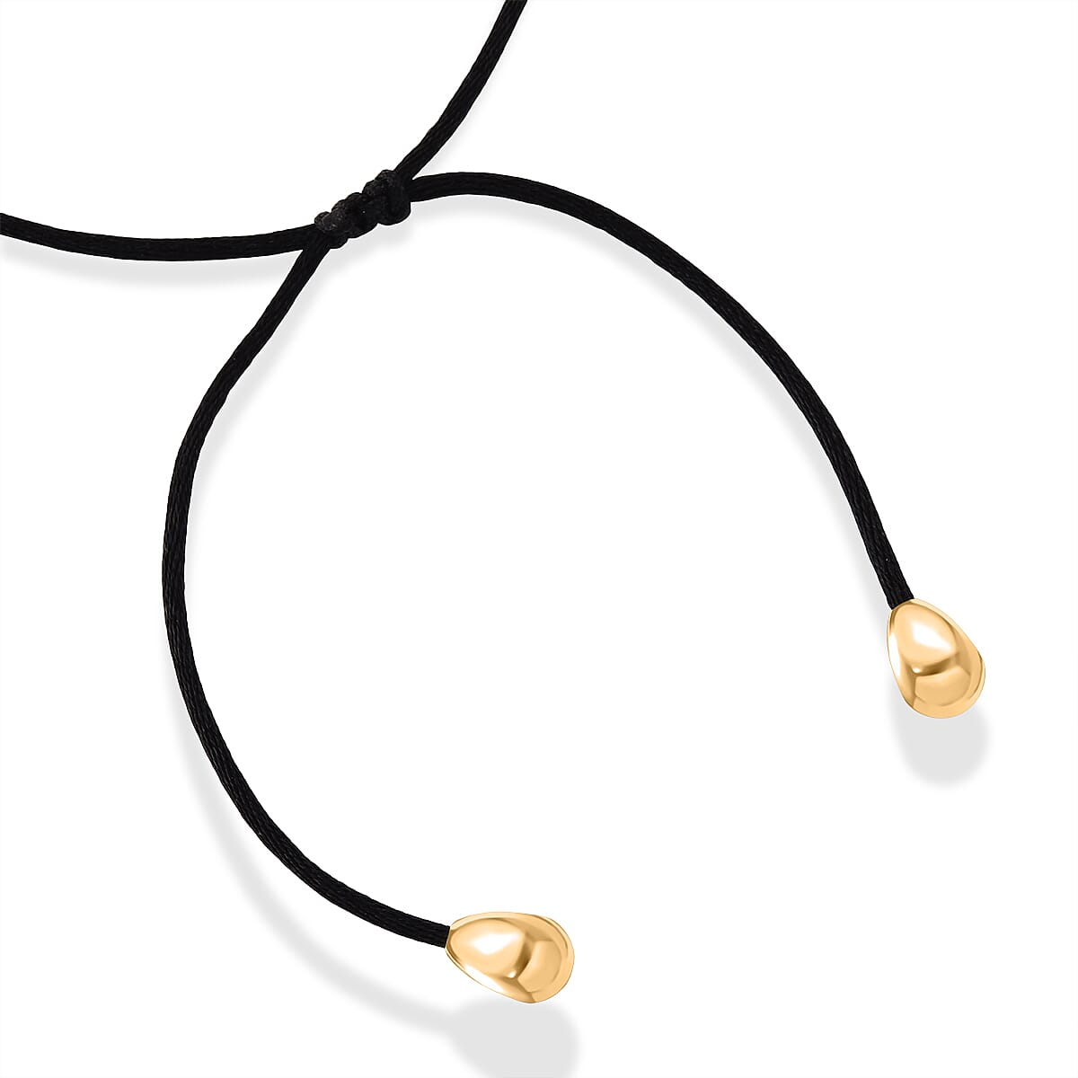 Bean Shape Adjustable Necklace (Size 28-32) in Yellow Gold Tone