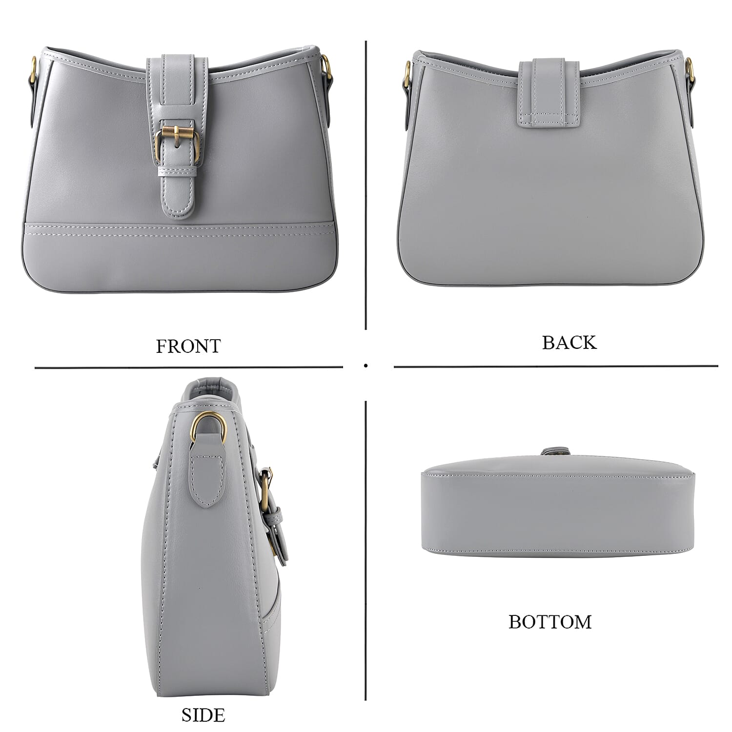 100% Genuine Leather Textured Casual Sling Bag with Adjustable Strap - Grey