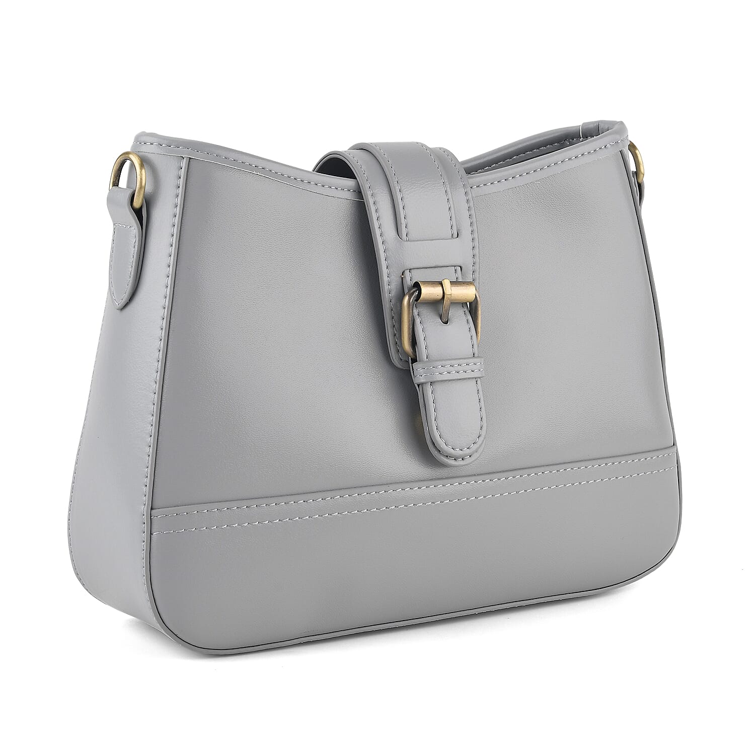 100% Genuine Leather Textured Casual Sling Bag with Adjustable Strap - Grey