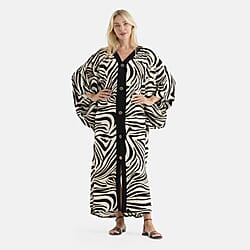 La Marey Printed V-neck Kaftan (One Size) - Black