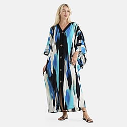 La Marey Printed V-neck Kaftan (One Size) - Black