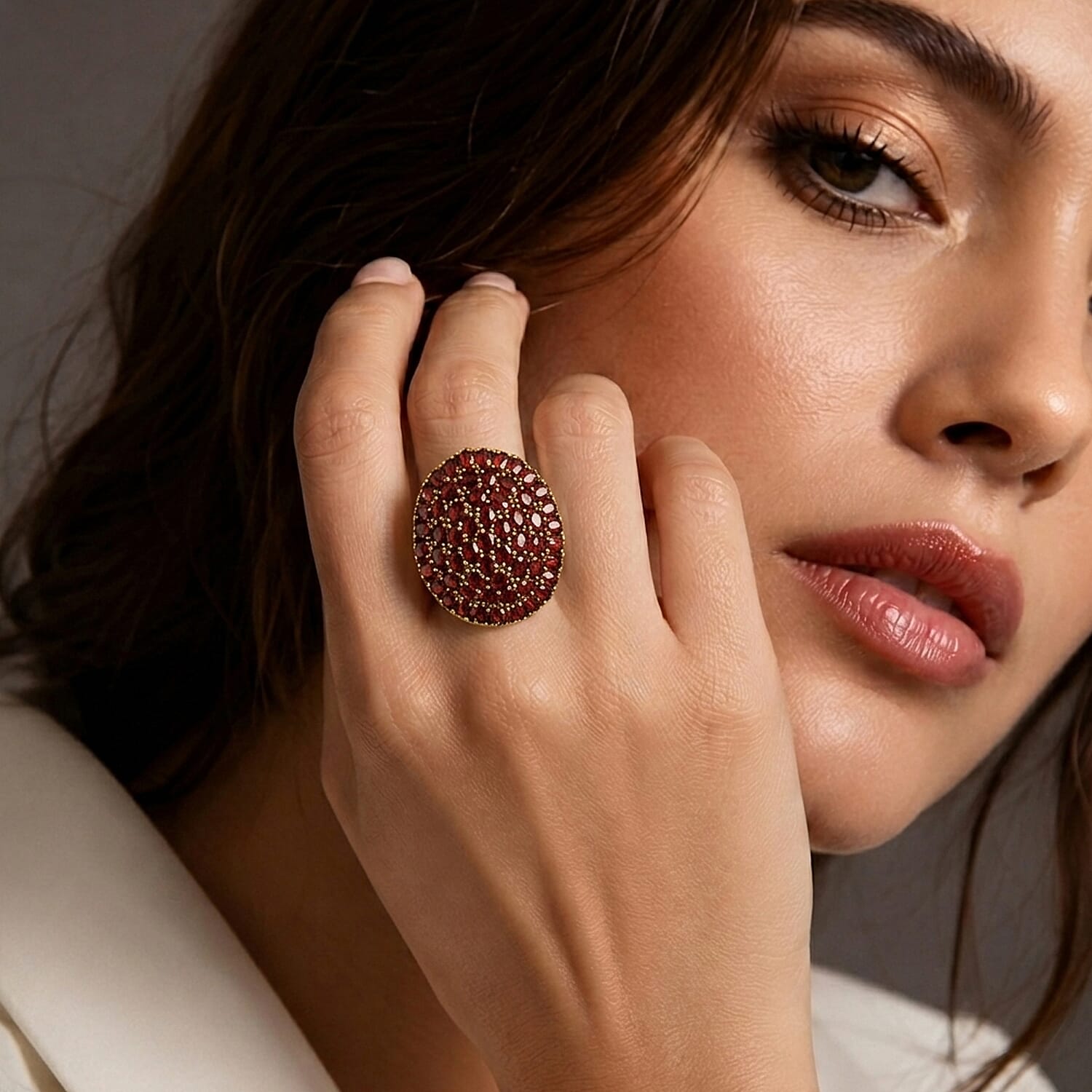 Natural Gemstone Cluster Ring
