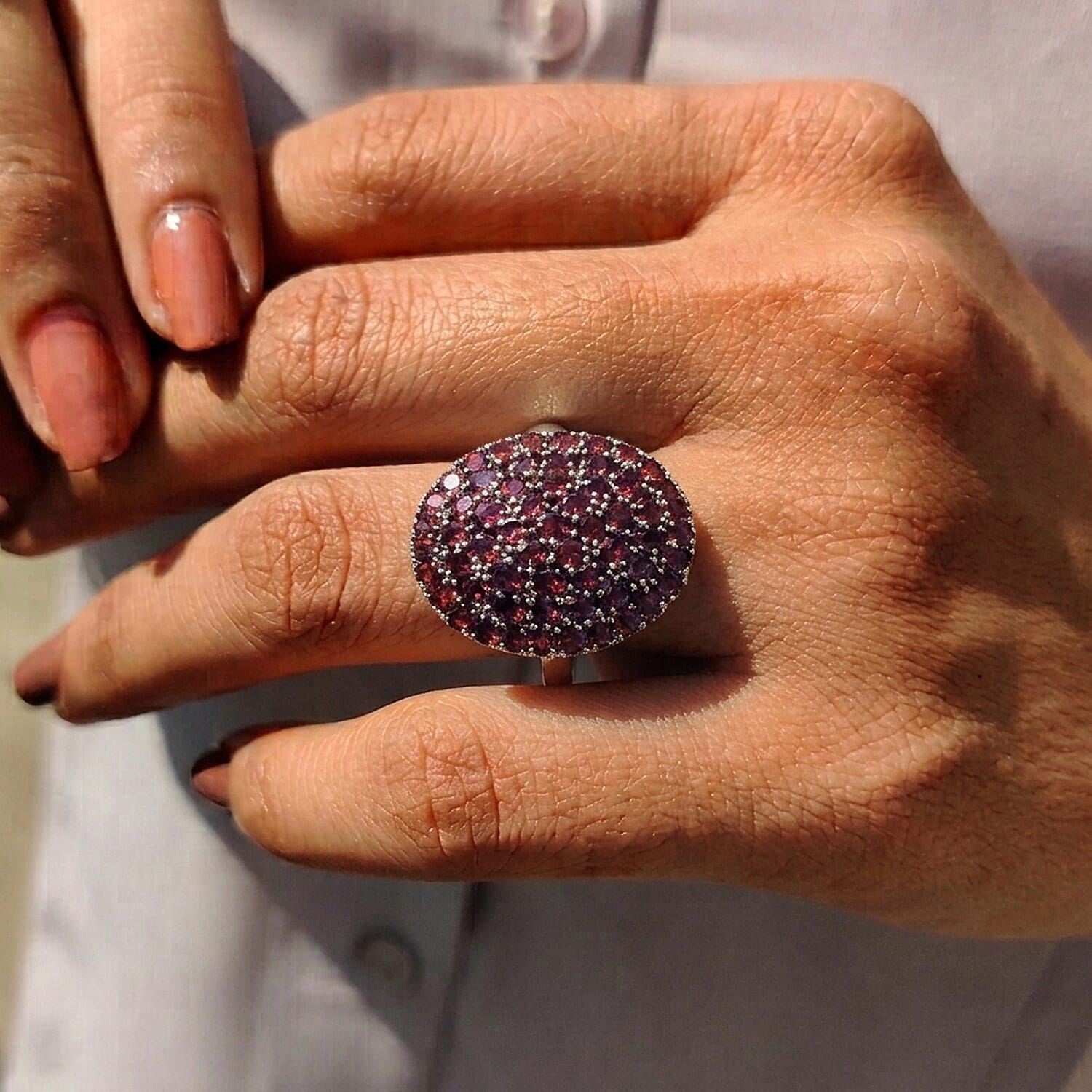 Natural Gemstone Cluster Ring