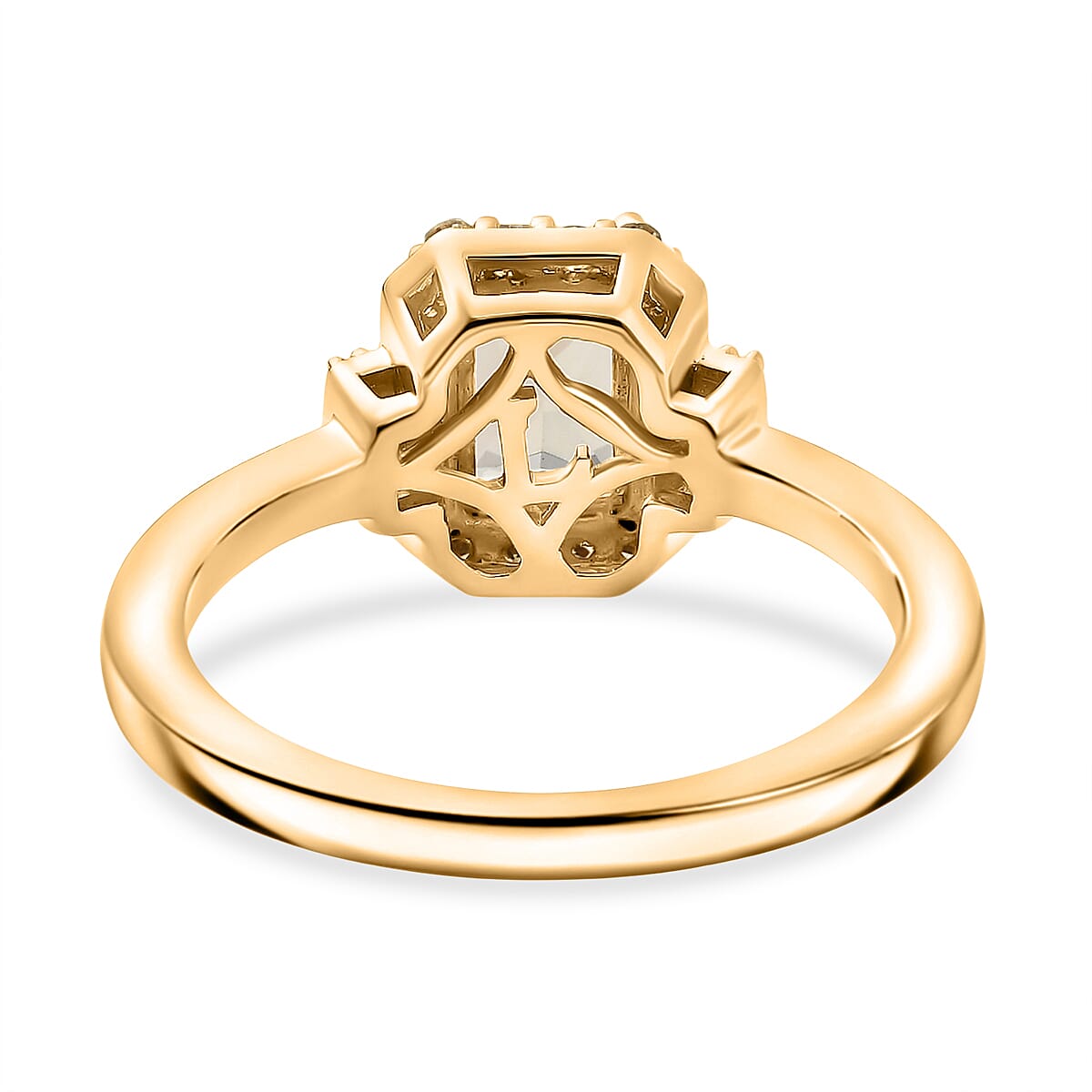 Luxuriant Turkizite & SI-G-H Lab Grown Yellow Diamond Halo Ring in 18K Vermeil Yellow Gold Plated Sterling Silver 1.37 Ct.