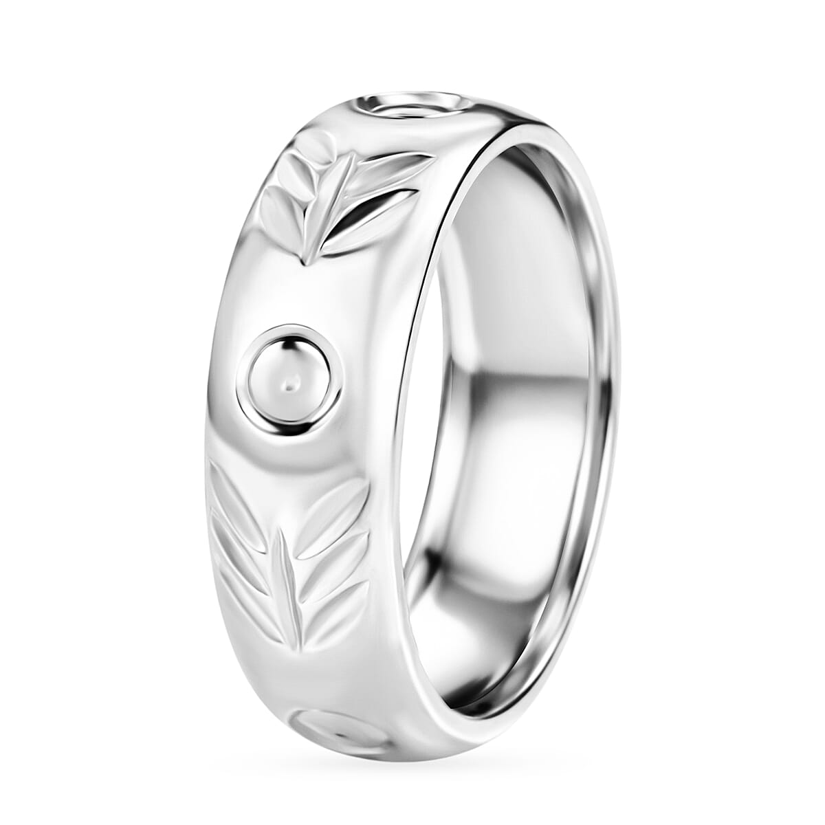 Platinum Overlay Sterling Silver Band Ring
