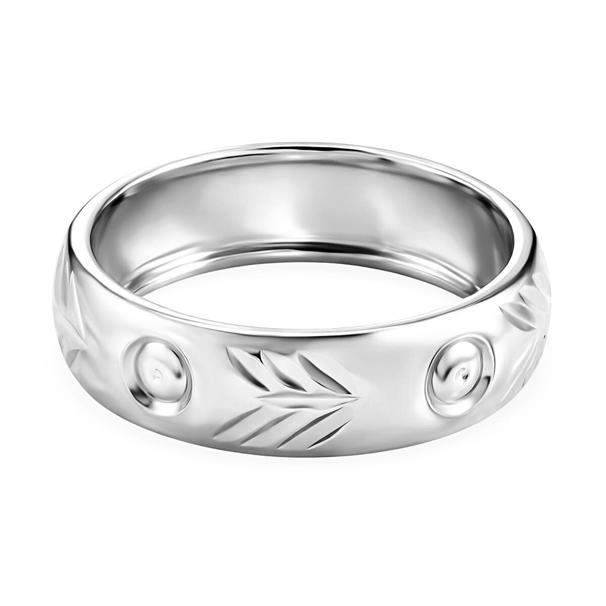 Platinum Overlay Sterling Silver Band Ring