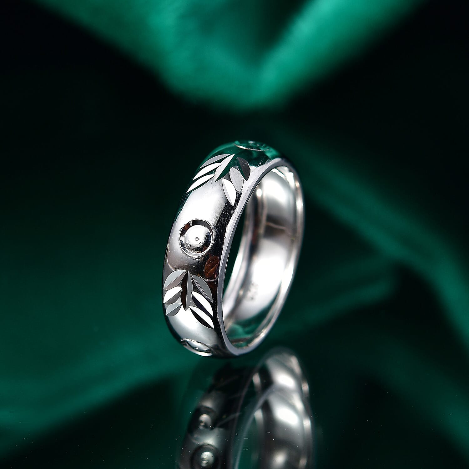 Platinum Overlay Sterling Silver Band Ring