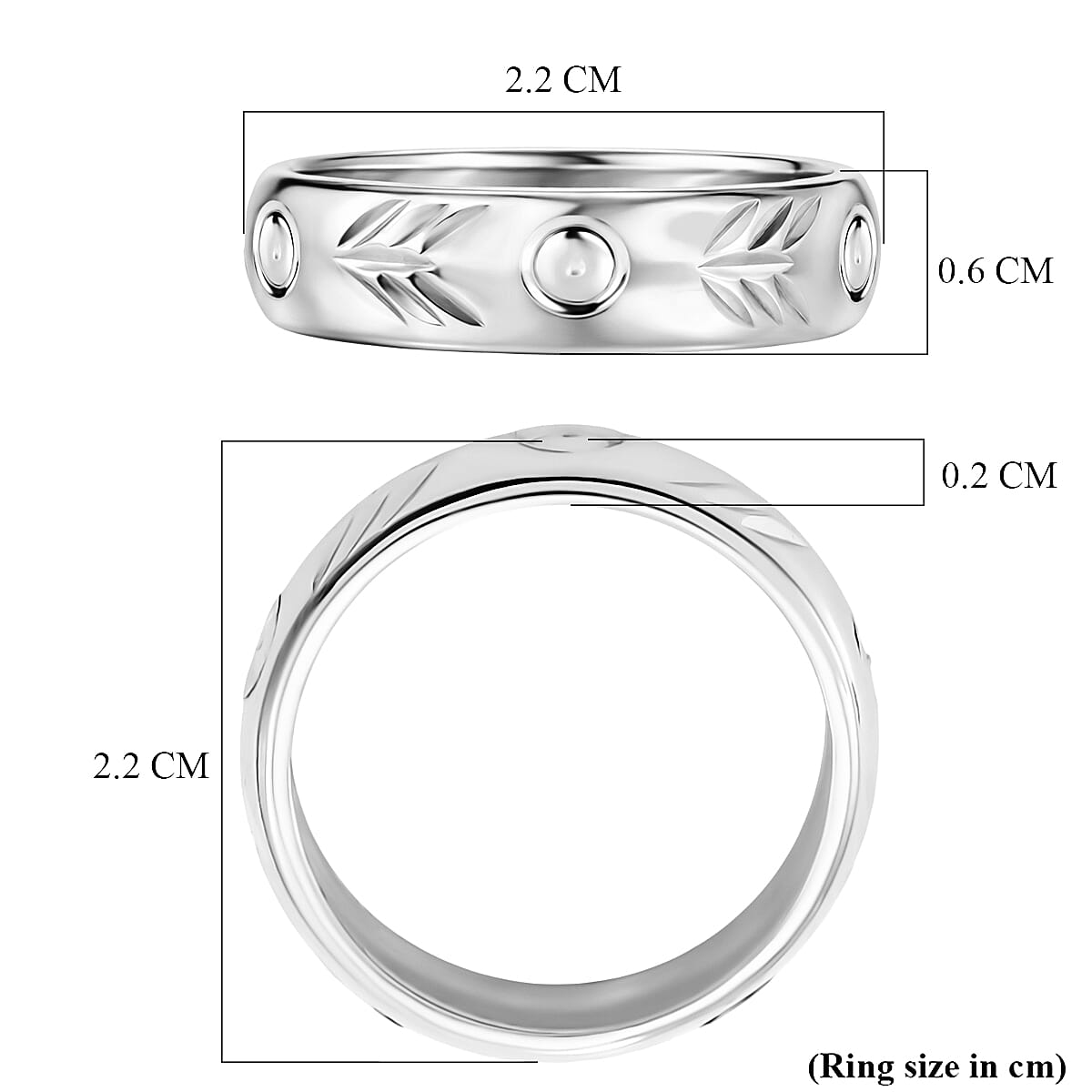 Platinum Overlay Sterling Silver Band Ring