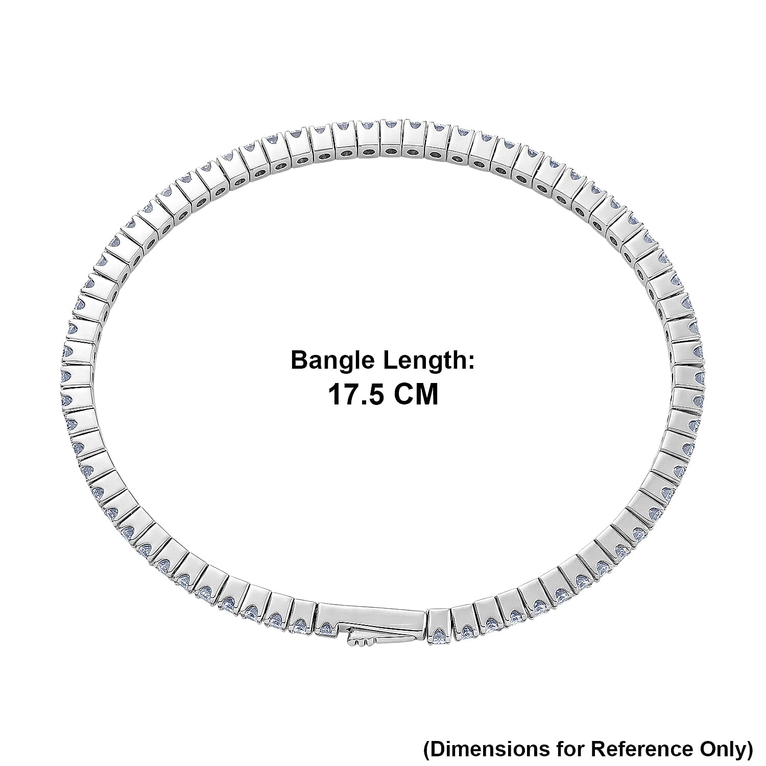 Luxuriant - Lab Grown Diamond (SI-G-H) Full Bangle (Size - 7.5) in Rhodium Overlay Sterling Silver 4.30 Ct, Silver Wt. 13.36 Gms