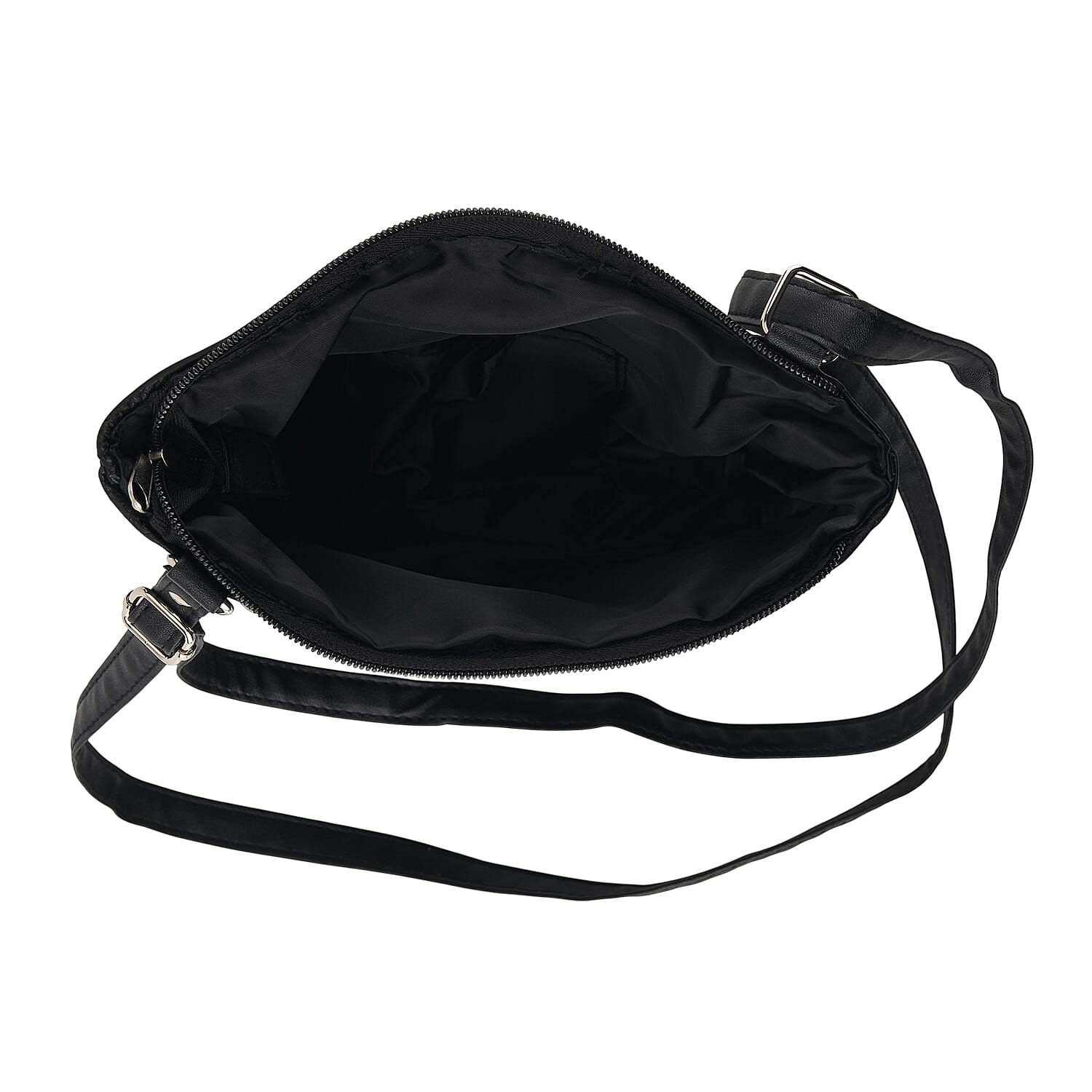 Styled By Sheep Leather Multi Pocket Crossbody Bag - Black