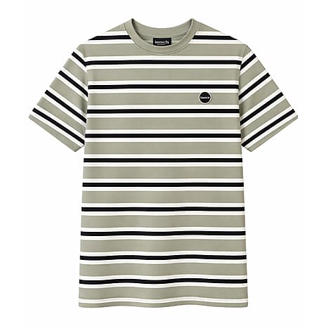 Bench Mens 100% Cotton Stripe Crew Neck Tee (Size M) - Sage