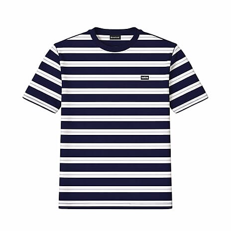 Bench Mens 100% Cotton Stripe Crew Neck Tee (Size L) - Navy
