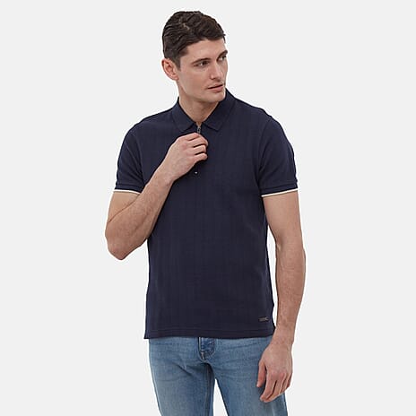 Bench Nonita Zip Neck Polo T-Shirt (Size L) - Navy