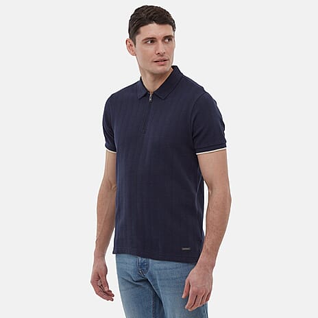 Bench Nonita Zip Neck Polo T-Shirt (Size M) - Navy