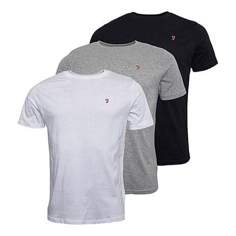 Farah Mens Pack of 3 100% Cotton Tees (Size XXL) - Multi Colour