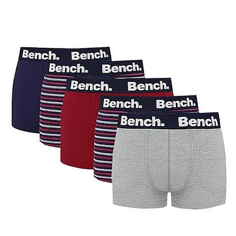 Bench Lobato 5 Pack Mens Assorted Boxer Shorts (Size XL) - Multi Colour