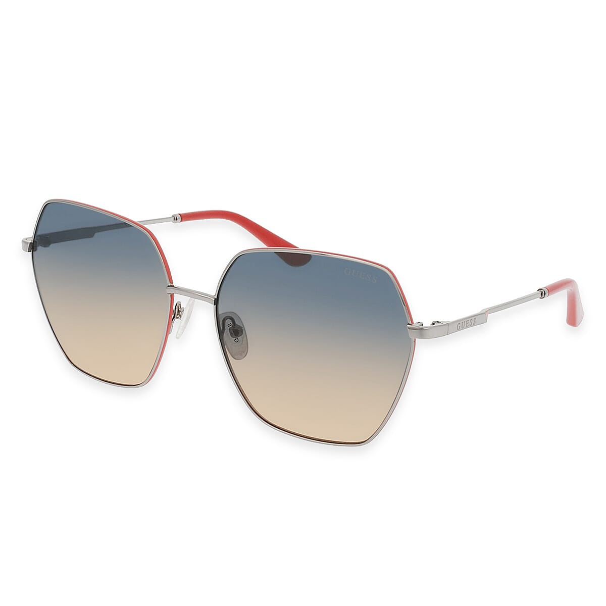 Guess Ladies Large Oversize White Metal Sunglasses - Tortoise