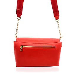 Saddler Orla Real Leather 3-Section Handbag With Detachable Chain Link Shoulder Strap - Red