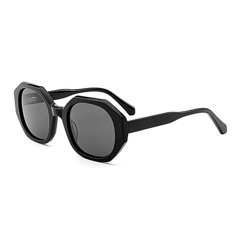 Soho Square-Barcelona C1 Ladies Black Hexagonal Acetate Sunglasses