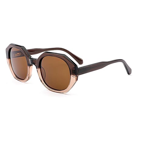 Soho Square-Barcelona C2 Ladies Black Hexagonal Acetate Sunglasses