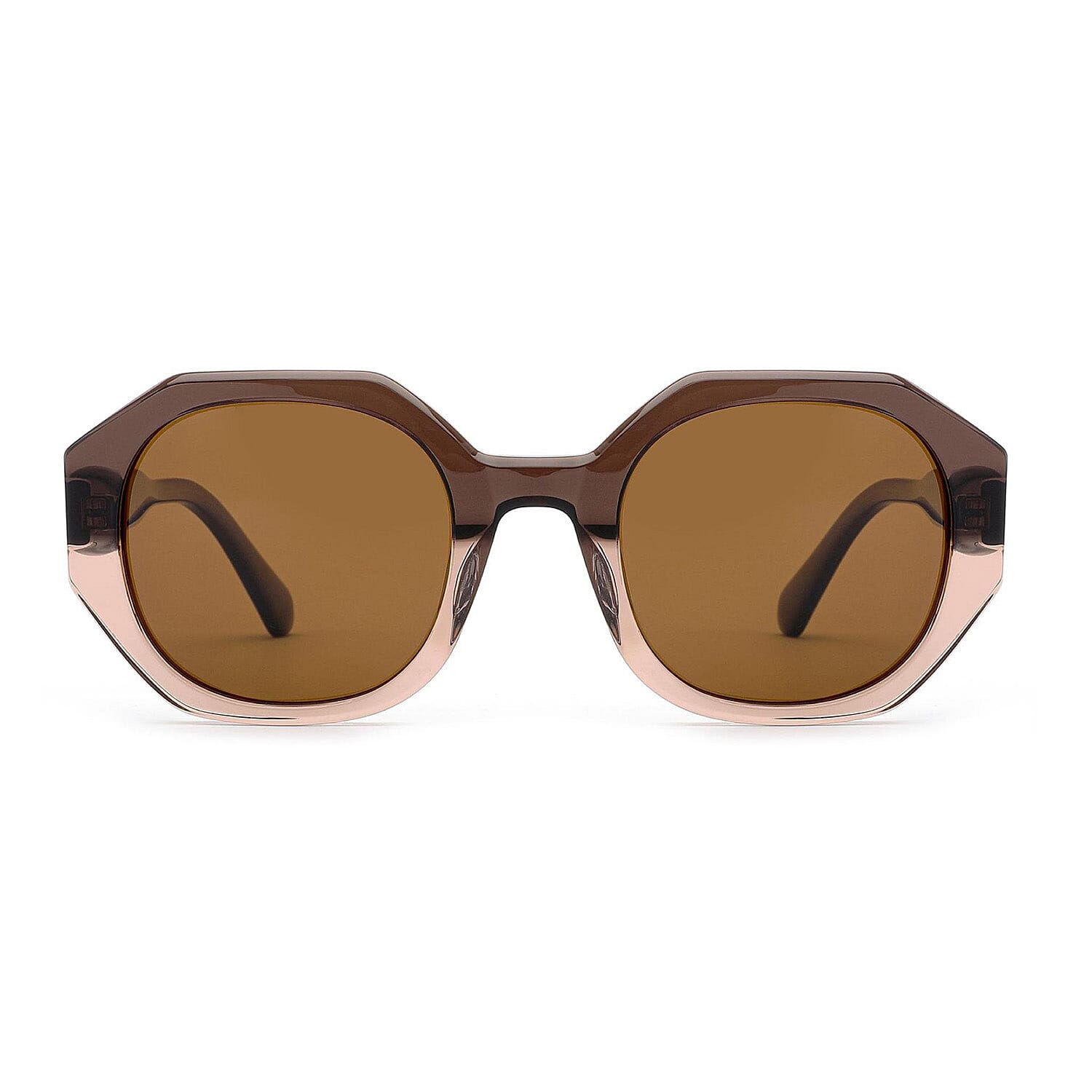 Soho Square-Barcelona C2 Ladies Black Hexagonal Acetate Sunglasses