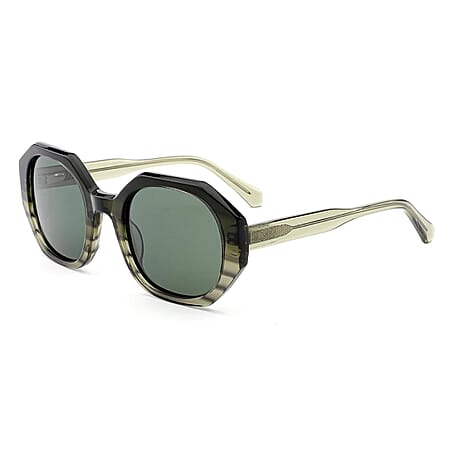 Soho Square-Barcelona C3 Ladies Green Hexagonal Acetate Sunglasses