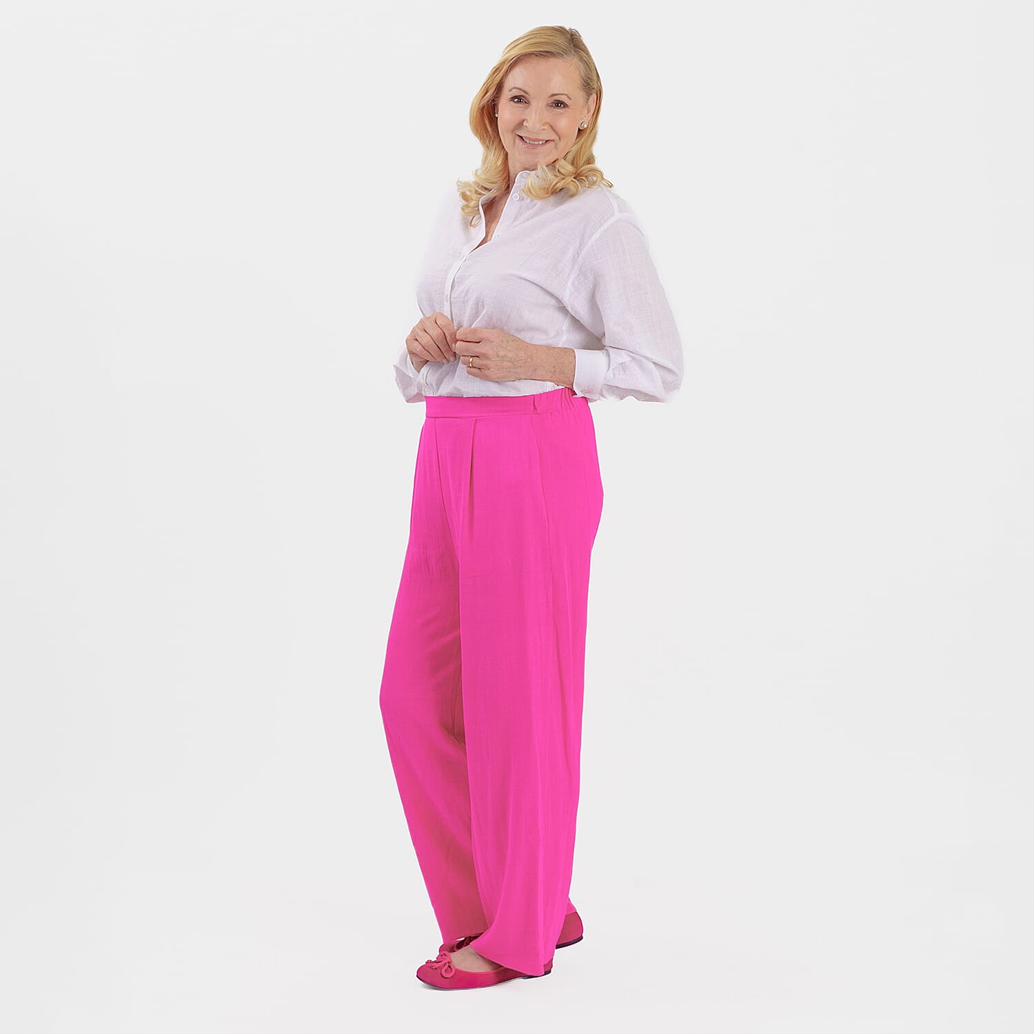 Marina Kaneva Wide Leg Trousers (Size 10) - Pink