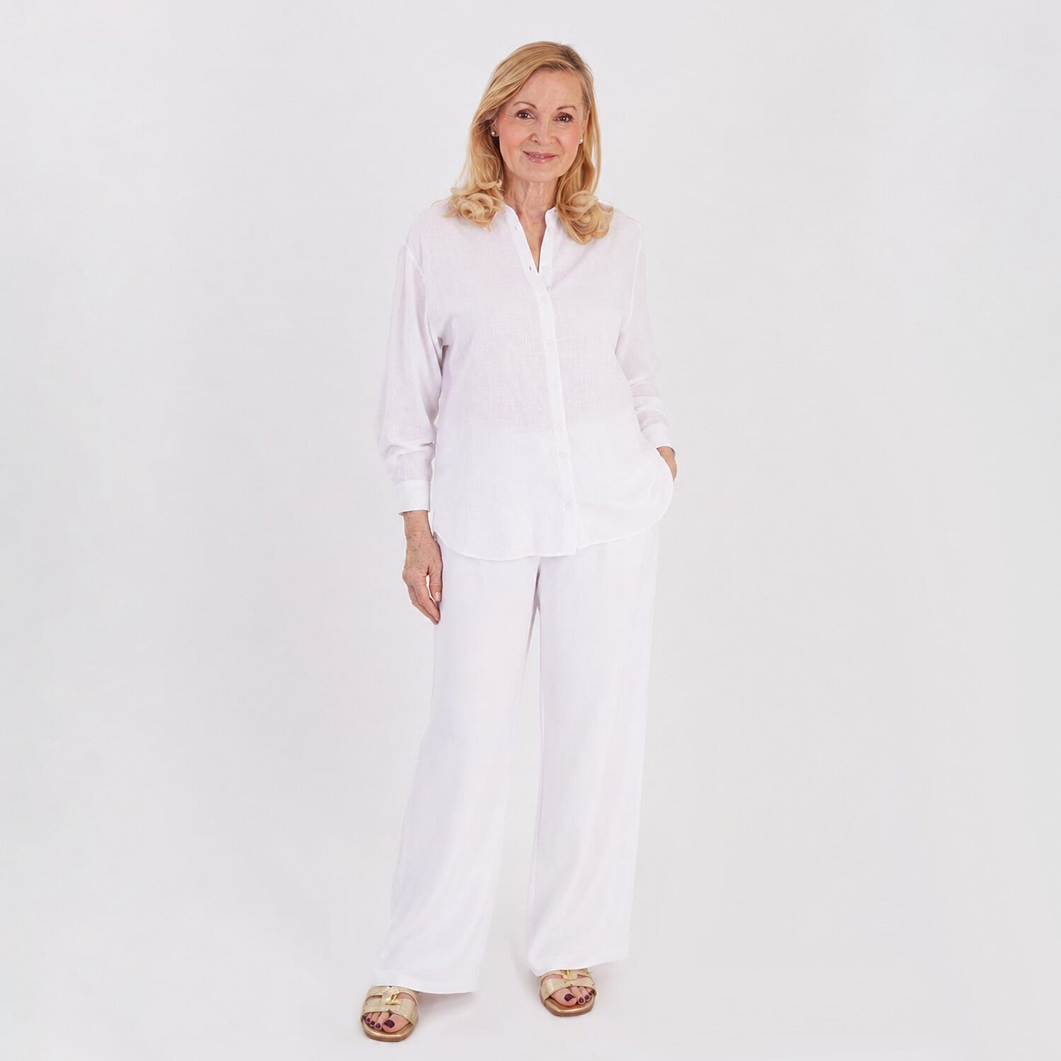 Marina Kaneva Wide Leg Trousers (Size 8) - White