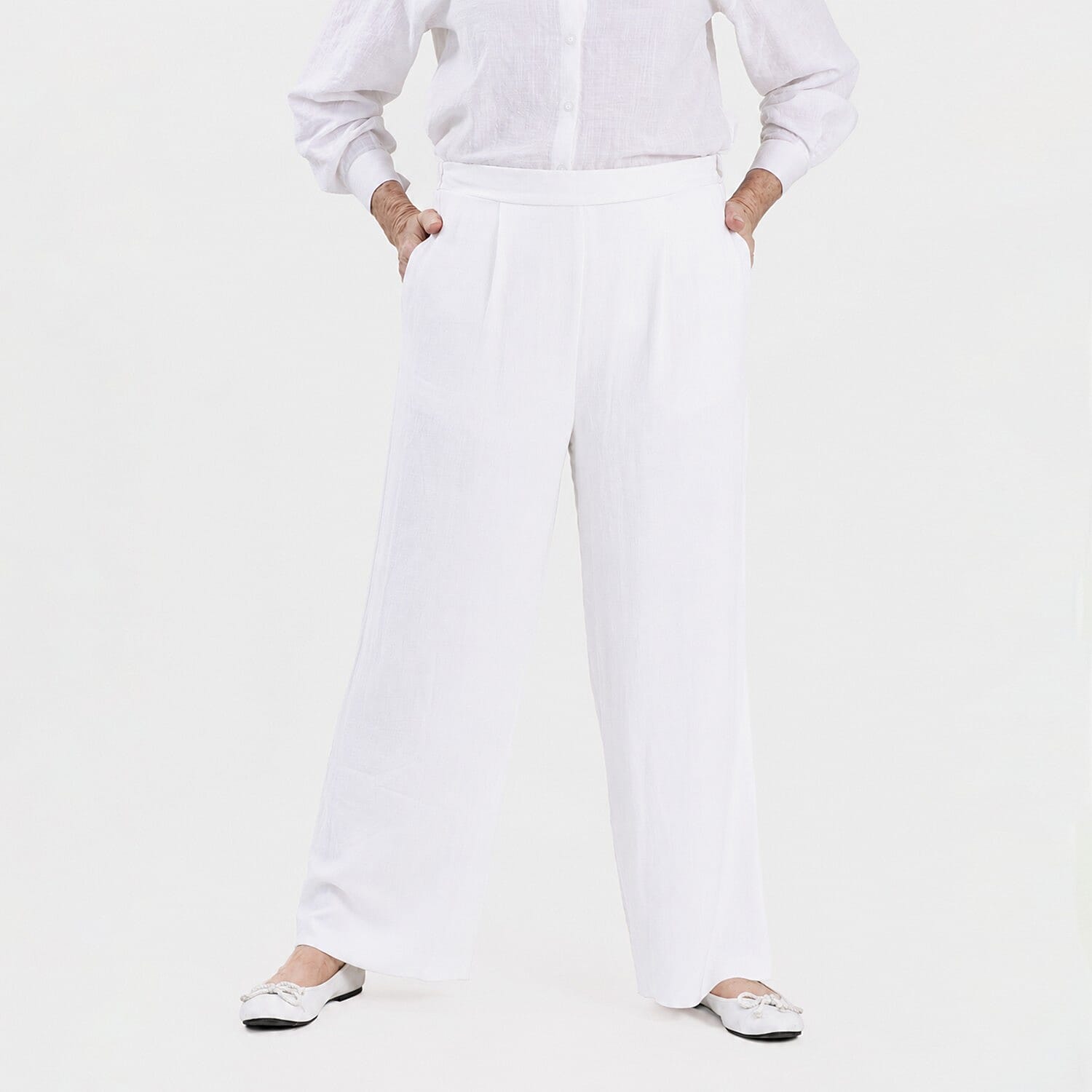 Marina Kaneva Wide Leg Trousers (Size 18) - White