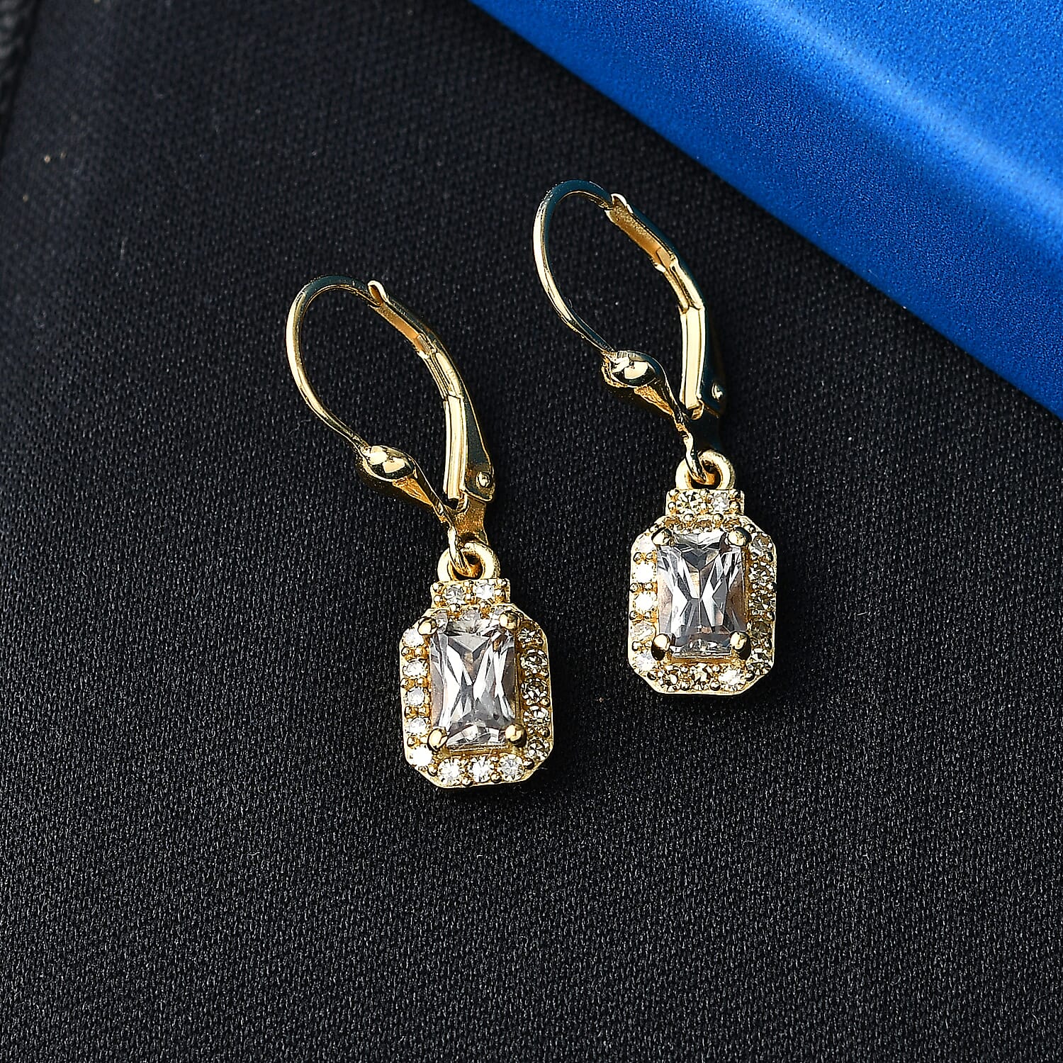 Luxuriant Turkizite & SI-G-H Lab Grown Yellow Diamond Earring with Lever Back in 18K Vermeil Yellow Gold Plated Sterling Silver 1.79 Ct.