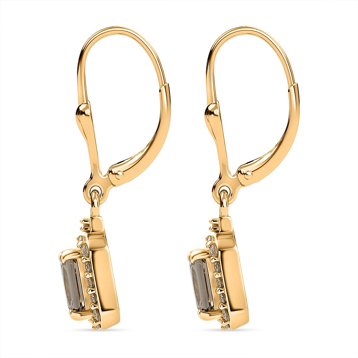 Luxuriant Turkizite & SI-G-H Lab Grown Yellow Diamond Earring with Lever Back in 18K Vermeil Yellow Gold Plated Sterling Silver 1.79 Ct.