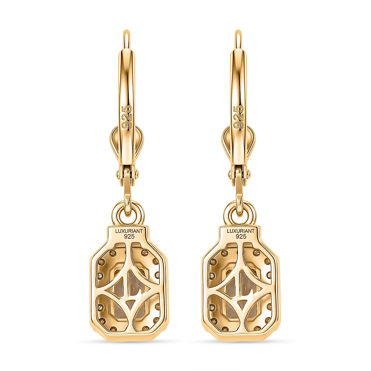 Luxuriant Turkizite & SI-G-H Lab Grown Yellow Diamond Earring with Lever Back in 18K Vermeil Yellow Gold Plated Sterling Silver 1.79 Ct.