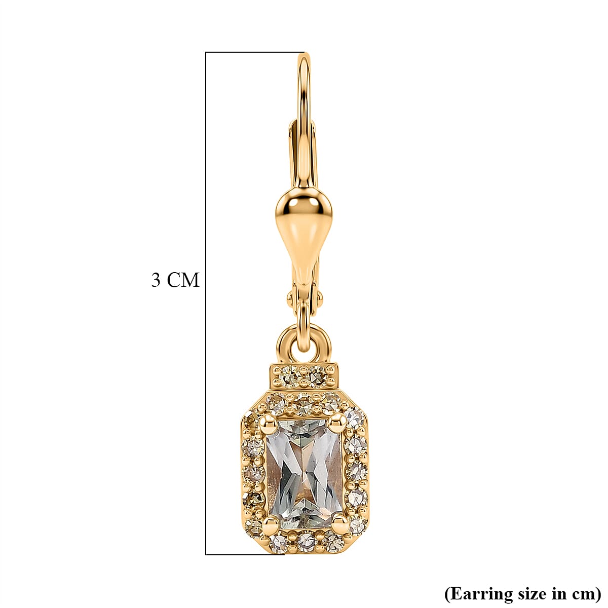 Luxuriant Turkizite & SI-G-H Lab Grown Yellow Diamond Earring with Lever Back in 18K Vermeil Yellow Gold Plated Sterling Silver 1.79 Ct.