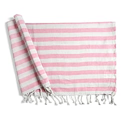 Livmore 100% Cotton Fouta Beach Striped Towel with Fringes (90 x 170 cm) - Grey