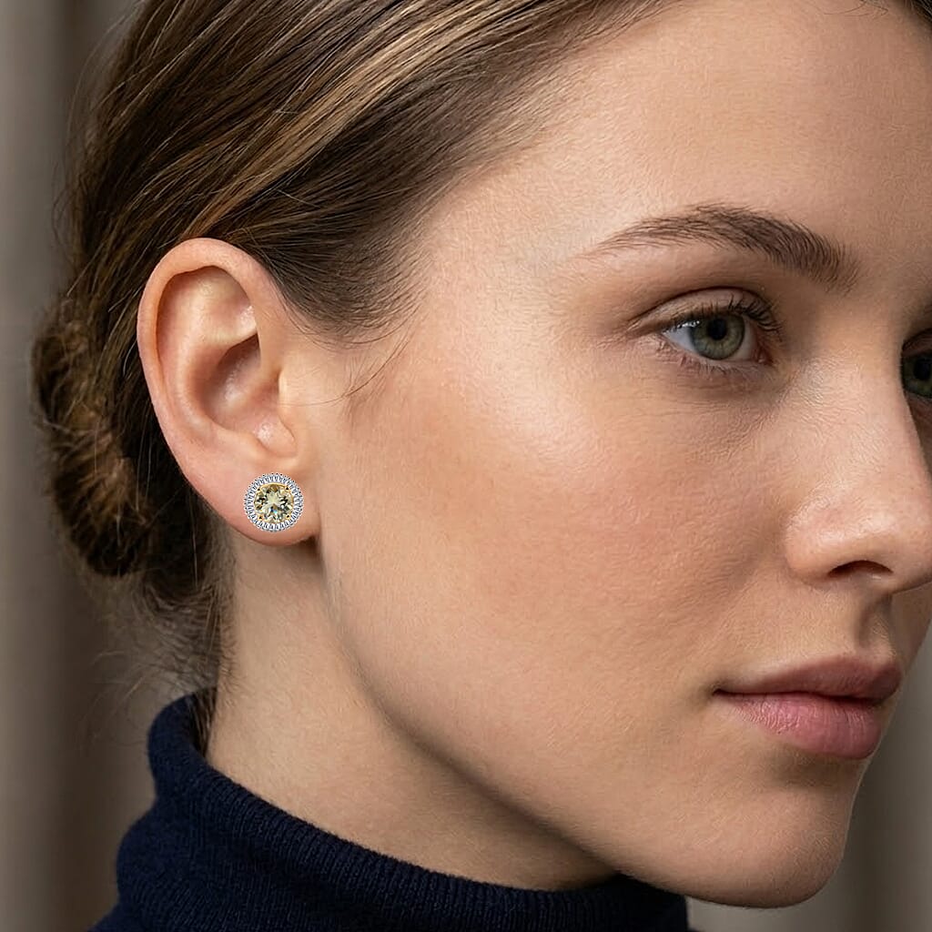 Birthday Deal by Tony Diniz - 9K Yellow Gold AAA Turkizite & Natural  Diamond Solitaire Stud Push Post Earring 2.81 Ct