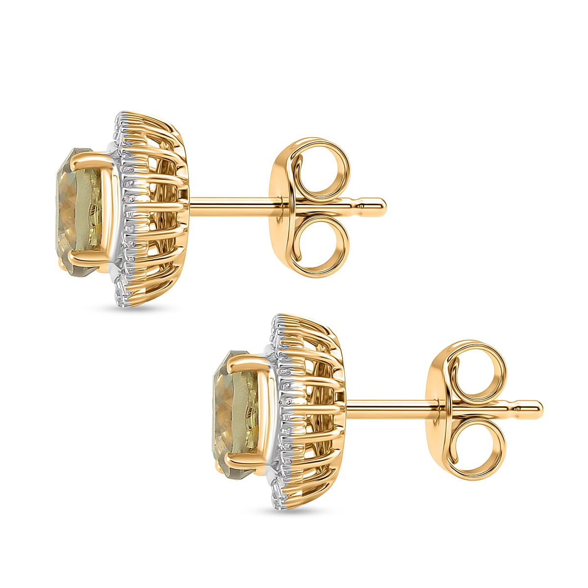 Birthday Deal by Tony Diniz - 9K Yellow Gold AAA Turkizite & Natural  Diamond Solitaire Stud Push Post Earring 2.81 Ct