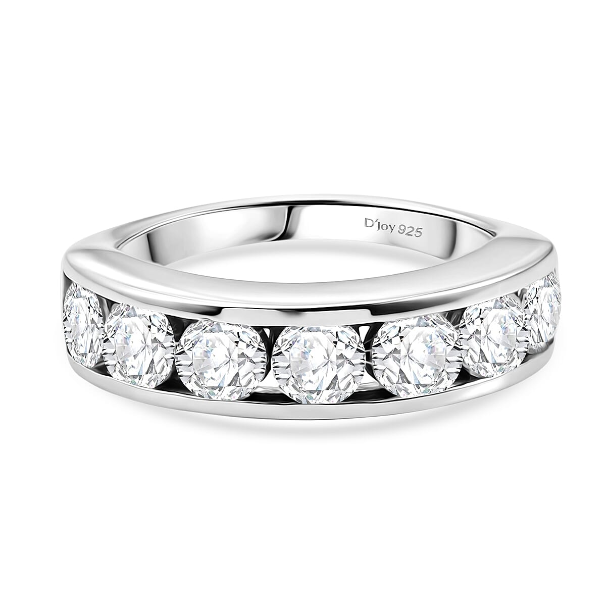 D'Joy Moissanite Half Eternity Band Ring in Platinum Overlay Sterling Silver 1.65 Ct.