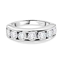 D'Joy - Moissanite Half Eternity Band Ring in Platinum Overlay Sterling Silver 1.65 Ct.