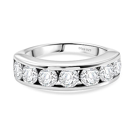 D'Joy - Moissanite Half Eternity Band Ring in Platinum Overlay Sterling Silver 1.65 Ct. D'Joy - Moissanite Half Eternity Band Ring in Platinum Overlay Sterling Silver 1.65 Ct.
