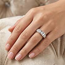 D'Joy - Moissanite Half Eternity Band Ring in Platinum Overlay Sterling Silver 1.65 Ct.