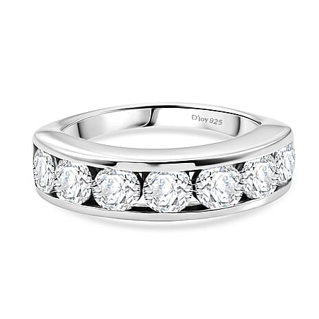 D'Joy Moissanite Half Eternity Band Ring in Platinum Overlay Sterling Silver 1.65 Ct.