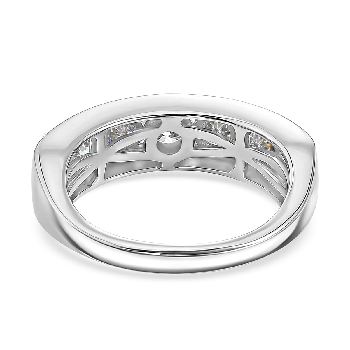 D'Joy Moissanite Half Eternity Band Ring in Platinum Overlay Sterling Silver 1.65 Ct.