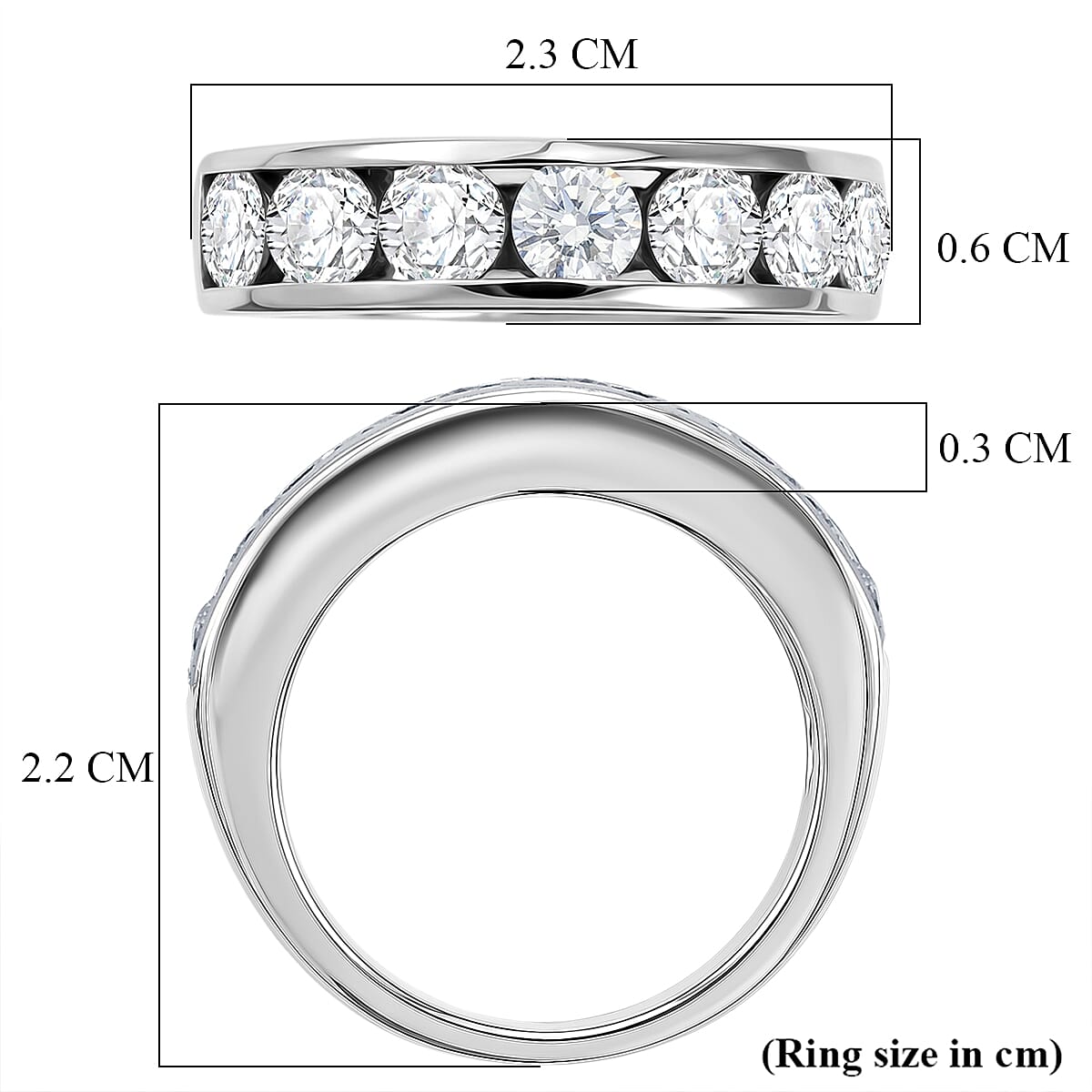 D'Joy Moissanite Half Eternity Band Ring in Platinum Overlay Sterling Silver 1.65 Ct.