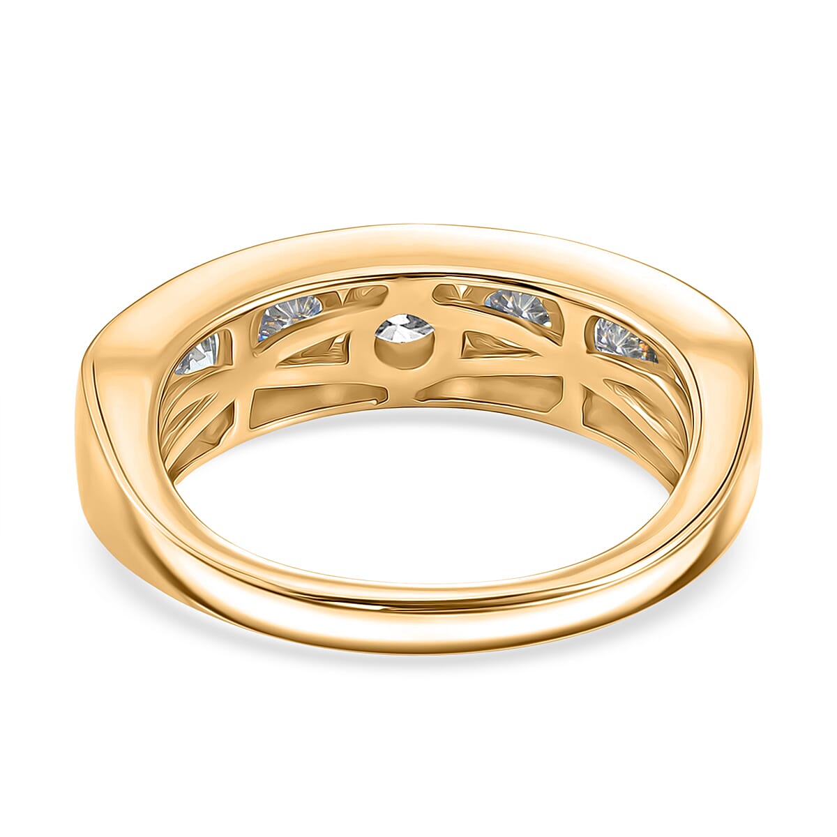 D'Joy Moissanite Half Eternity Band Ring in Yellow Gold Plated Sterling Silver 1.65 Ct.